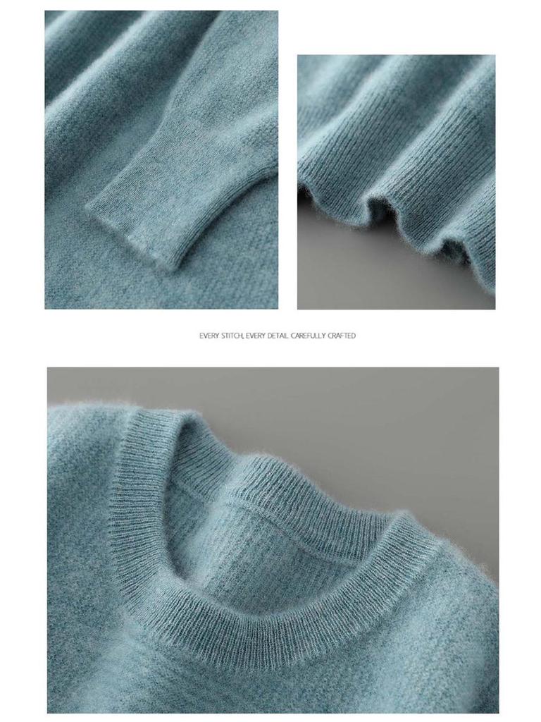 Men's Round Neck Thickened Business Pullover – 100% Australian Wool Cashmere Base Layer for Autumn/Winter.