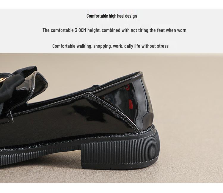 Weiwei Girl 600-32 Vintage Černé Mašličkové Kožené Mokasíny - Dámské Boty na Silné Podrážce na Jaro/Podzim