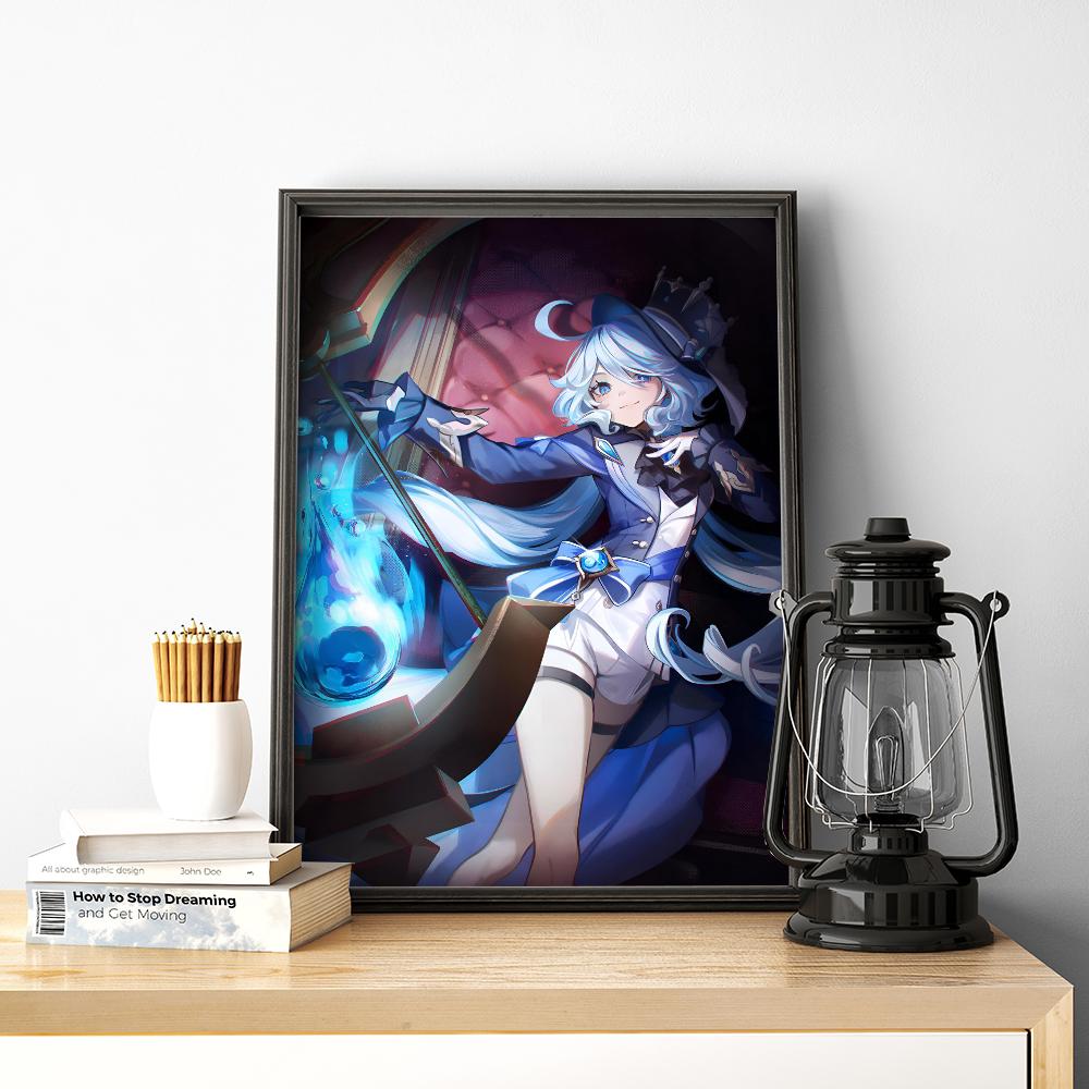 1pc Popular Anime Game Cute Girl Furina Genshin Impact Poster HD Posters Home Room Bar Cafe Decor Art Wall Painting Picture