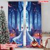 2pcs 2D Flat Printing Christmas Scene Curtain Pumpkin Arch Bat 100% Polyester Without Electricity Festive Wall Decor Perfect for
