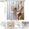 Elegant 3D Floral White Shower Curtain, 71x71 Inch, Polyester, Washable with Grommets - Luxurious Golden Accents, All-Season B