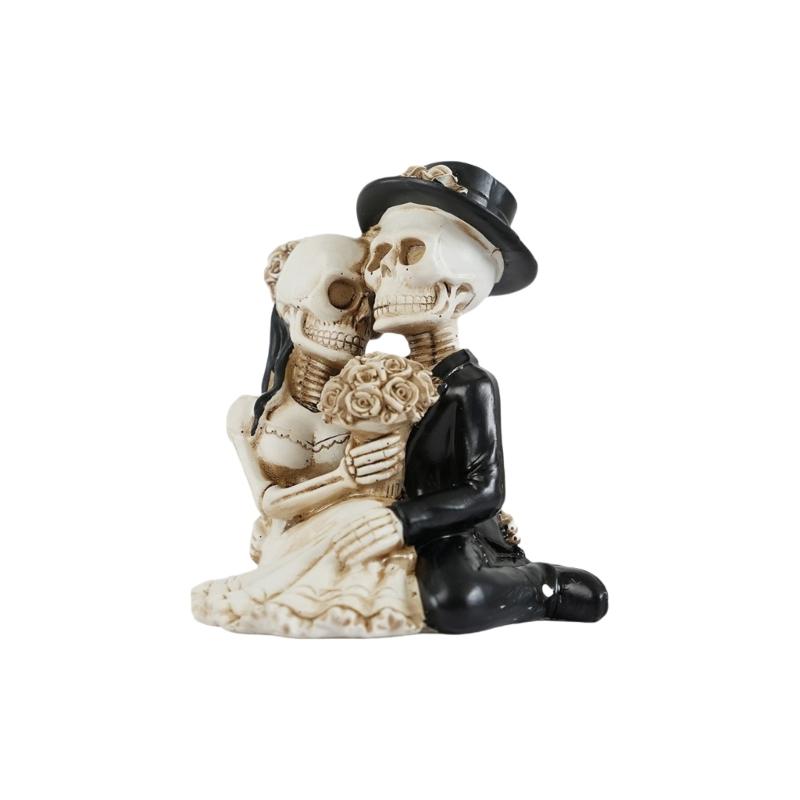 Skeleton Couple Figurine - Romantic Gothic Halloween Decor Resin Statue for Home, Desk, Yard, Party & Day of the Dead