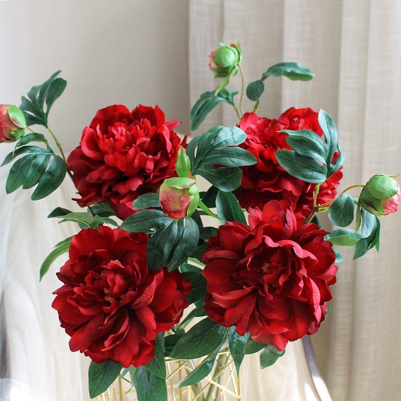 Silk Peony Bouquet - Artificial Floral Arrangement for Home Decor & Photo Props