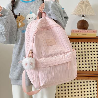 School Bag Junior High School Girls Large Capacity Solid Color Light Primary School Backpack High Value Girl Versatile Backpack