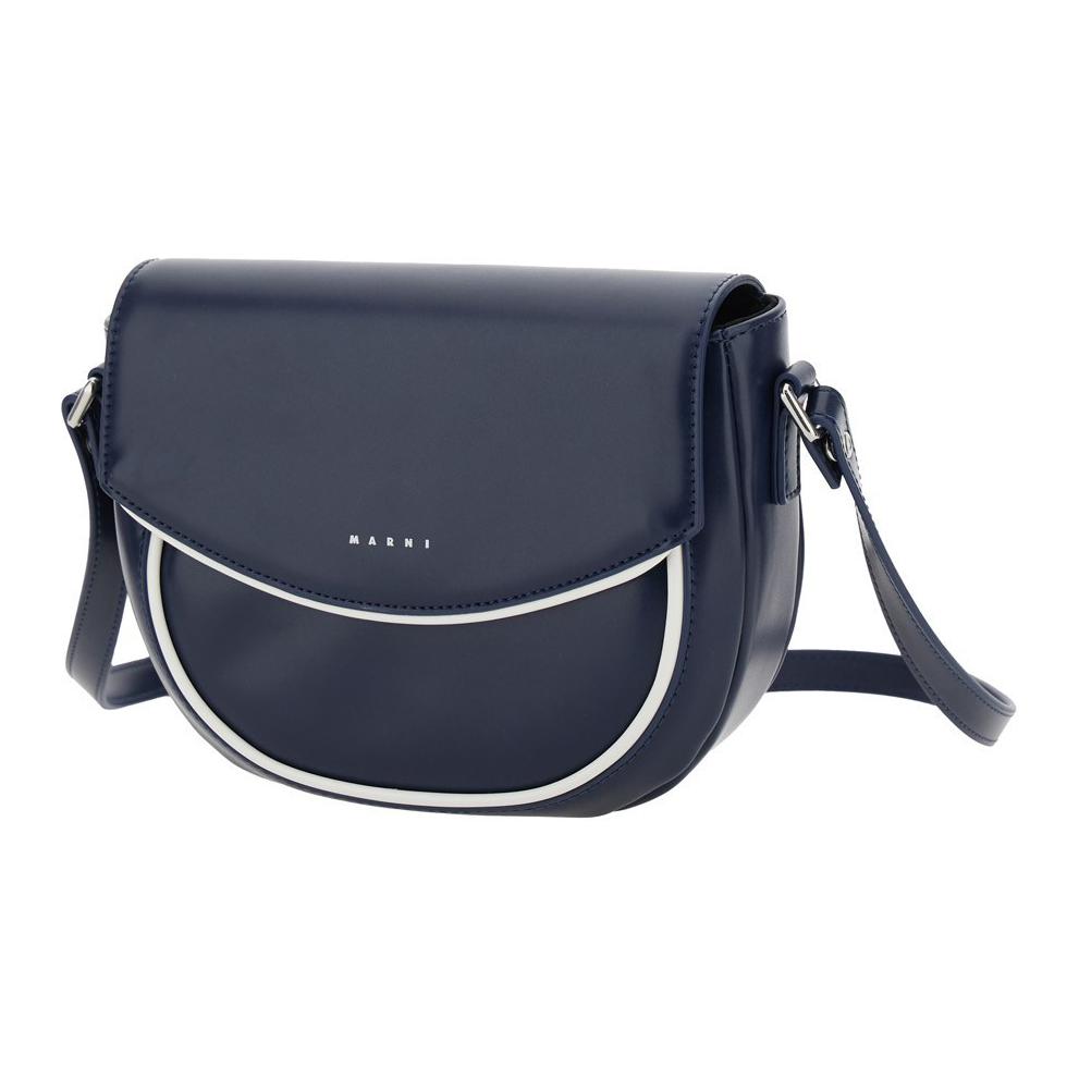 Marni Logo Print Adjustable Shoulder Strap Eco Leather Shoulder Bag Kids Shoulder Bag Blue M01476M00TKMW94F0M803
