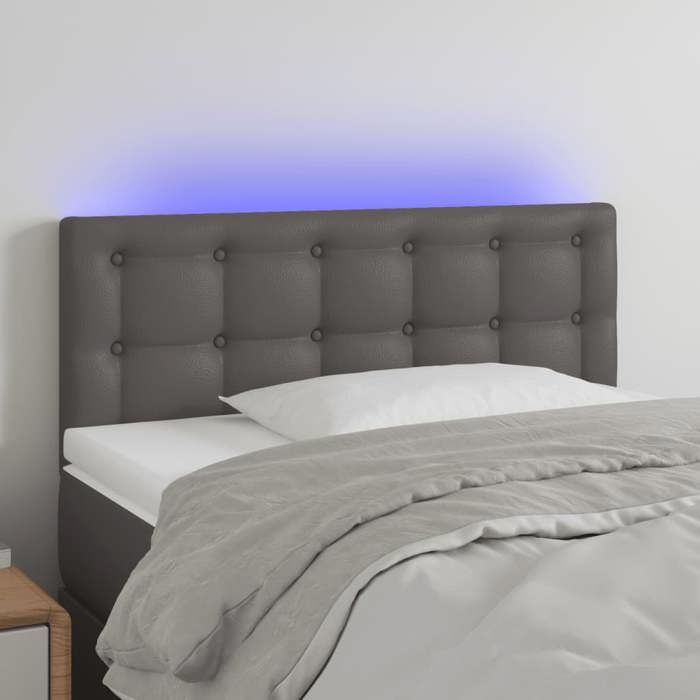 VidaXL Tête de Lit à LED Meuble de Chambre à Coucher Accessoire de Lit Simple Tête de Cadre de Lit Intérieur Gris 3121700