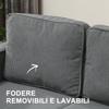 Two Seater Sofa With Storage Space And Two Cushions In Velvet Effect Fabric And Wood 140x63x79 Cm Gray