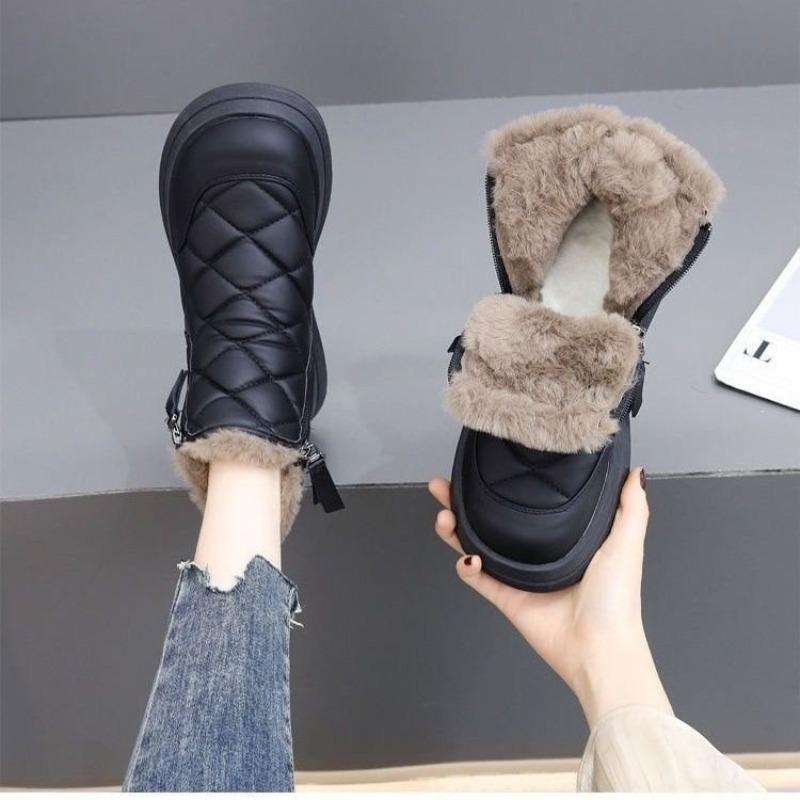 Warm snow boots women's fleece thickened soft-soled comfortable cotton boots new snow cotton short boots