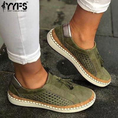 Women's Canvas Shoes Lace-up Slip-on Two-tone Striped Sole Stitching Tassel Low-top Shoes