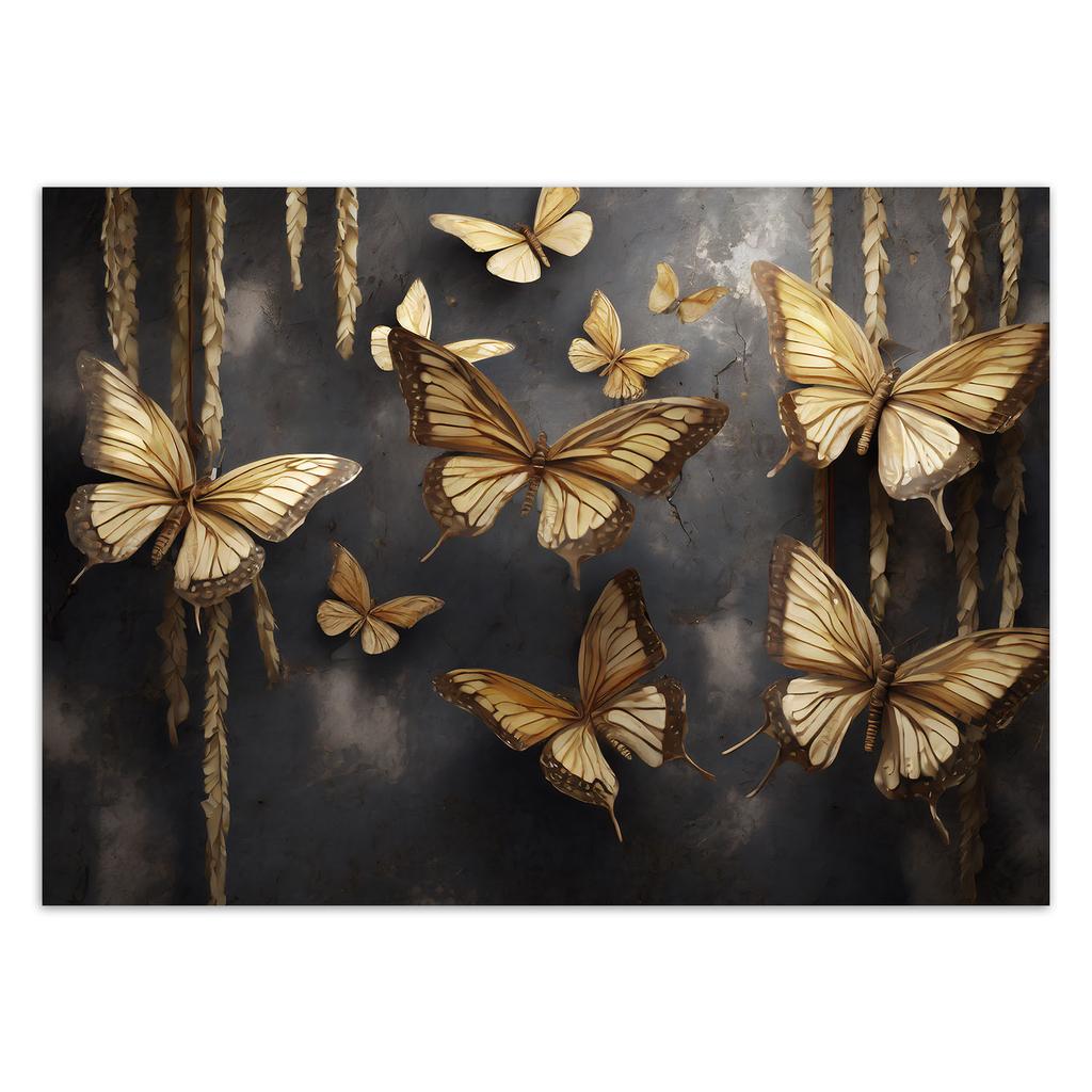 Wallpaper Golden Butterflies