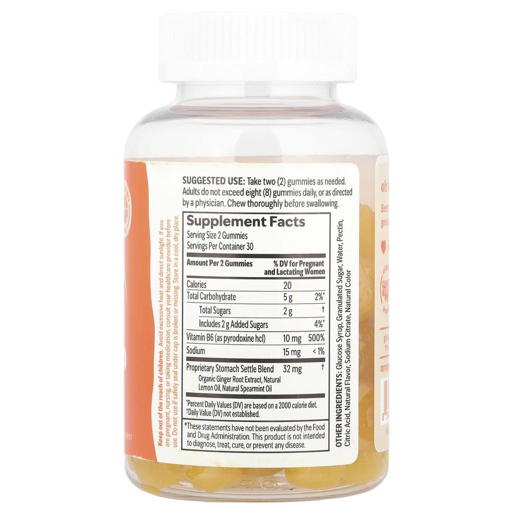 Morning Sickness Relief, Stomach Settle® Gummies, Lemon Ginger, Vegan Gummies, 60 Pieces
