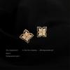 French Micro-inlaid Zircon Presbyopia Shape Mini Version Plated Simple Commuter, Stud Earrings