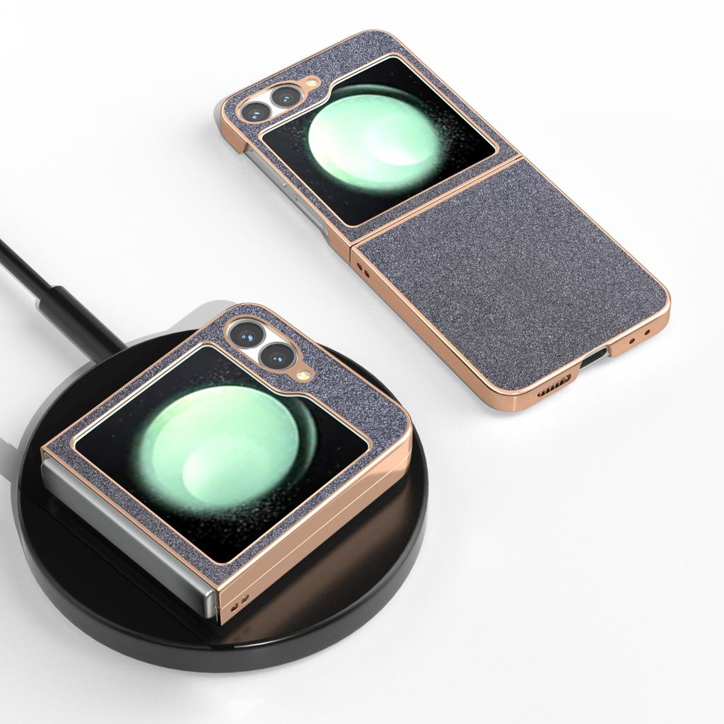 For Samsung Galaxy Z Flip7 FE 5G/Z Flip6 5G Case Electroplating Phone Cover Glitter Surface Design PU+TPU Protective Case