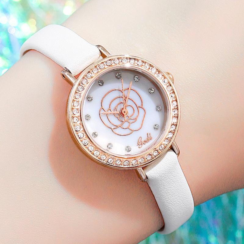 With Dial Diamond Round Belt Wrist Women'S Watch Fashionable And Fresh Student Casual Women'S Watch