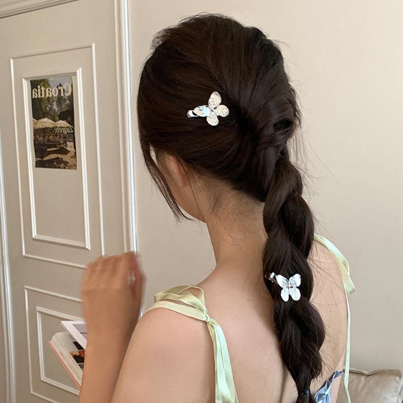 Retro Niche Butterfly Liquid Metal Hairpin Female Sweet Cool Simple Personality Versatile Temperament Fashionable Side Clip Hair Accessories
