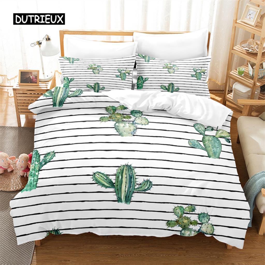 Tropischer Kaktus Bettwäsche Set Bettbezug Set 3D Bettwäsche Digitaldruck Bettwäsche Queen Size Bettwäsche Set Modisches Design