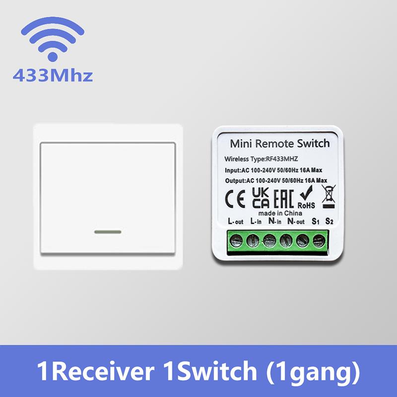 

Беспроводной умный настенный выключатель света 433 МГц 1/2/3 клавиши панель с дистанционным управлением AC100–240 В наклейка для светодиодных ламп домашняя автоматизация 1 Receiver 1 Switch