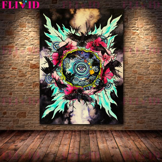 Tree Of Life,Witchcraft Altar,Crow Prophecy Vintage Wall Art Print Folk Magic & Witchcraft Art Poster and Print Decor (with Frame)