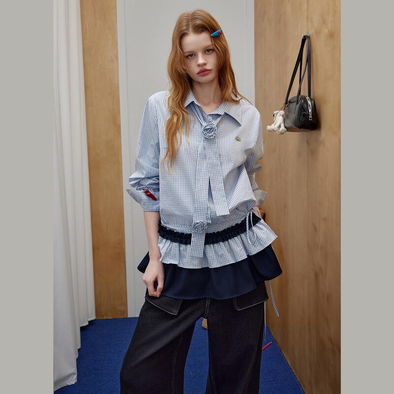 UNIFREE Pleated Ruffled Tie-Waist Mini Skirt
