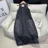 mm Hong Kong style beautiful denim strap dress women's summer thin style good-looking age-reducing tooling vest skirt long dress