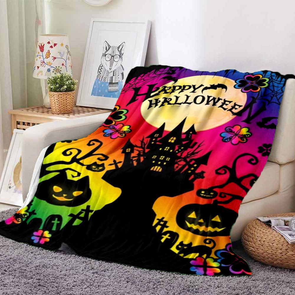 1pc Halloween Decorations Blanket Lightweight Flannel Blanket Throw Blanket For Sofa, Bed, Travel, Camping Yy2509026226
