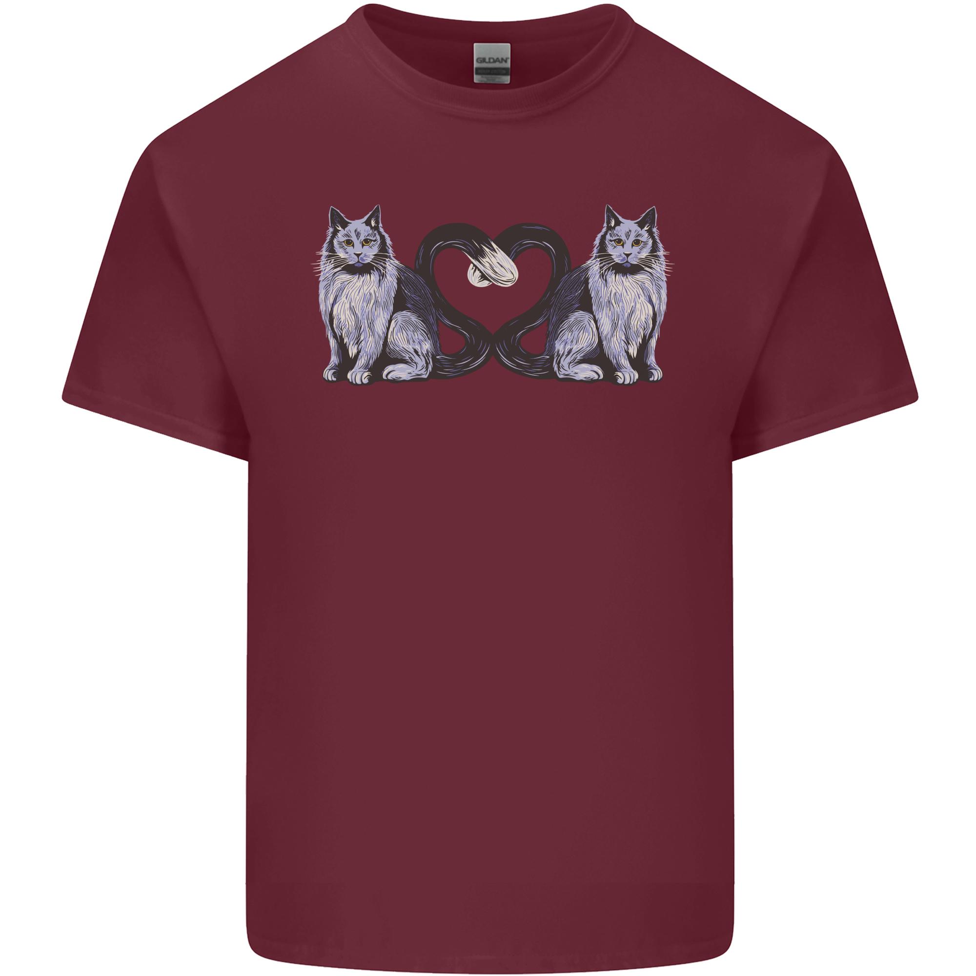 Two Heart Tailed Cats Love Unisexs Light Cotton TShirt S