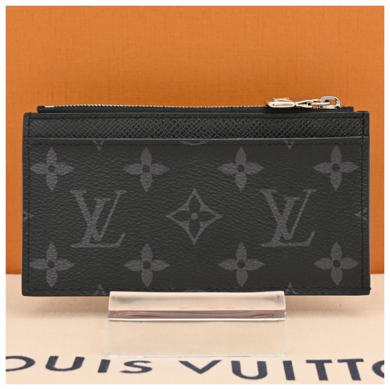 

Auth LOUIS VUITTON Taigarama Coin Card Holder Wallet Blue Leather Canvas lv6635cb
