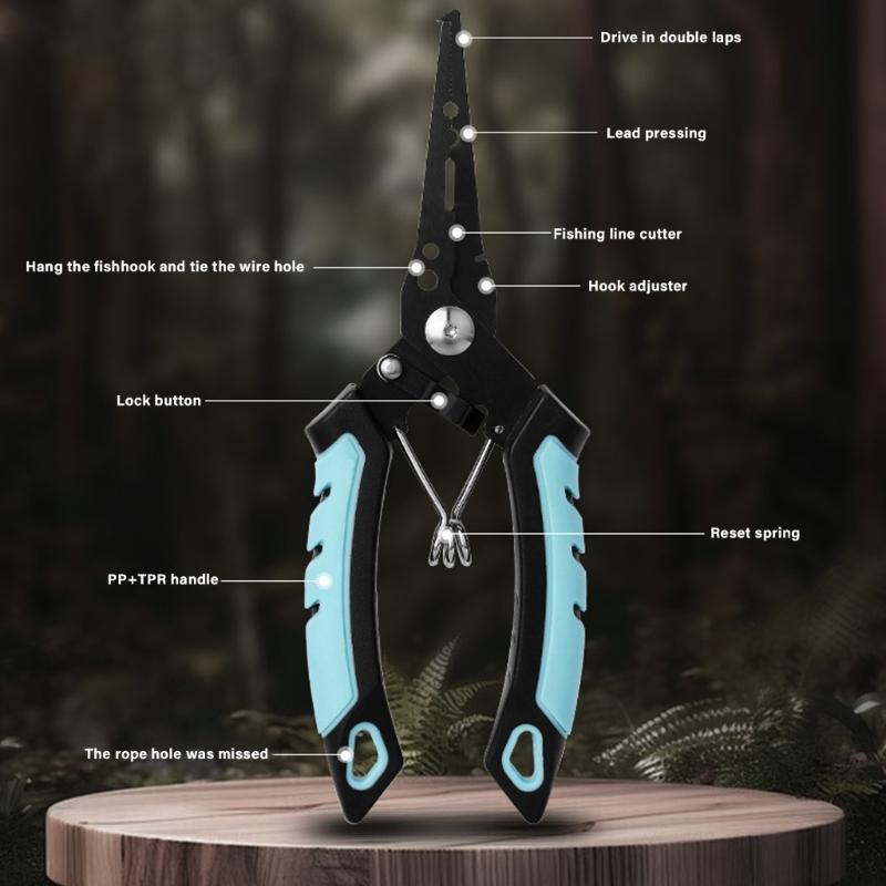 Plier Fishing Plier Fishing Tackle with Sheath and Coiled Lanyard Fishing Multitool Hook Remover Braided Line Cutter