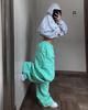 European and American casual women's clothing street style tooling trousers loose fashion waist wide-leg pants mopping pants women