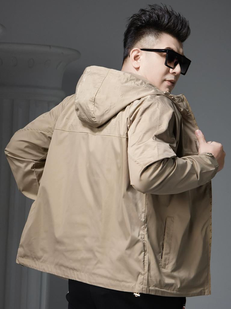 European Trendy Brand Badge Hooded Jacket Men's 2025 New Autumn Fashion Casual Top Windproof Jacket Men's Clothing