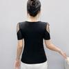 New European Brand Women's Clothes T-shirt Sexy V-Neck Luxury Butterfly Hot Diamonds Girls Tops Fashion Summer Short Sleeve Tees
