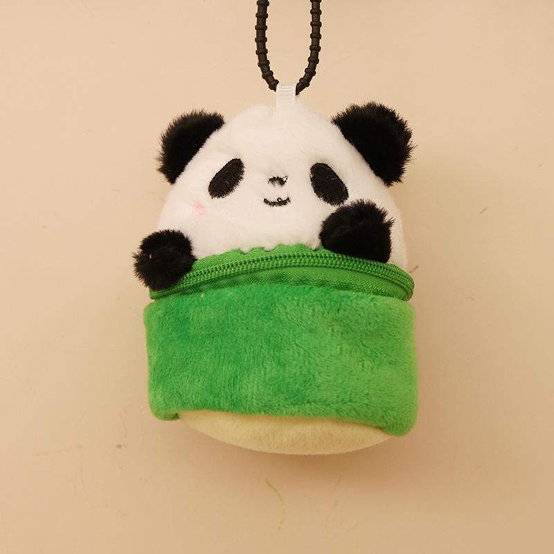 Sichuan Panda Plush Coin Purse: Black & White Bamboo Tube Rag Doll Toy