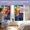 Static Cling Window Film, Full Blackout, Colorful Geometric Privacy UV Blocking, Reusable Heat Insulation Window Sticker for Home Office