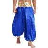 Mens Magical Hippie Harem Pants Metallic Shiny Patchwork Lantern Style Long Pants Arabian Prince Cosplay Costume