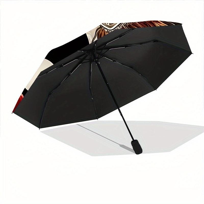 1pc YinYang Dragons Automatic Folding Umbrella, 8-Rib Sturdy Canopy, Portable Travel Umbrella for Outdoor Use,096