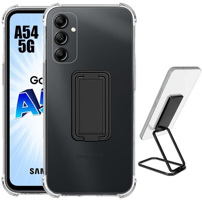 Coque - BOOLING - pour Samsung Galaxy A54 5G - Transparent - TPU - Support Pliable - Coins Renforcés
