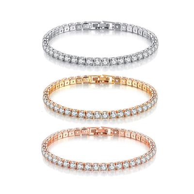 4mm Roestvrij Staal Verguld Goudkleur Mode Zirkonia Armband voor Vrouwen Kristal Designer Dunne Ketting Bruiloft Sieraden