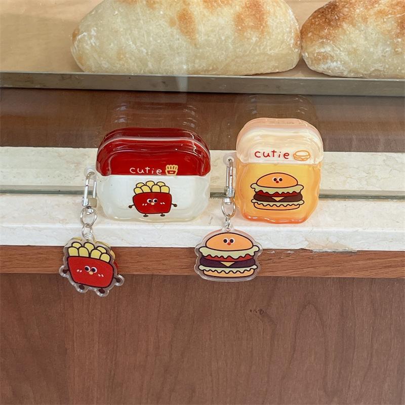 Hamburger Fries Are Suitable for AirPods1 Apple 1/1st Generation Pro1 Bluetooth Wireless Earphone Cover Cartoon Pendant Cute
