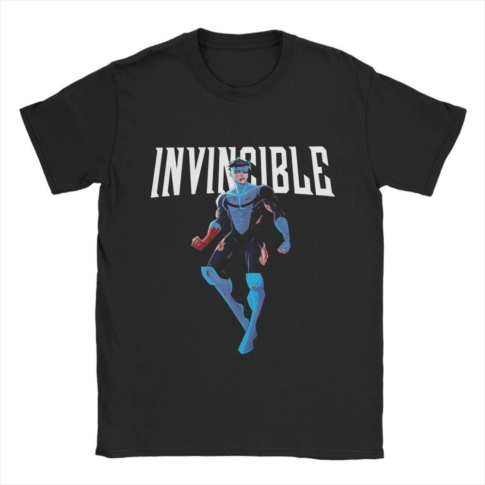 

2025 Новая футболка для подростков Invincible, мужская забавная хлопковая футболка с графическим принтом, круглый вырез, короткий рукав, повседневный подарочный топ S чёрный