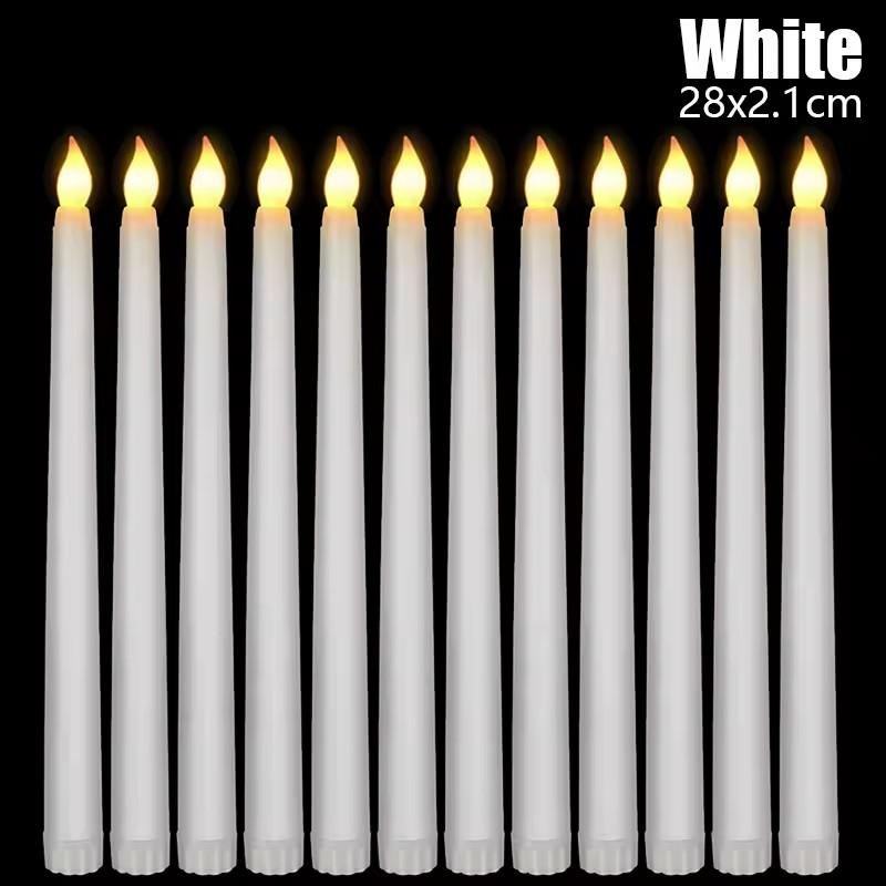 

1/24Pcs LED Flameless Taper Candles Battery Powered Long Electronic Tealights Christmas Wedding Birthday Party Table Decor Lamp 1PC білий