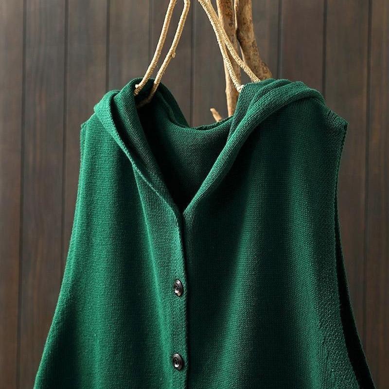 Weste für Damen Ärmellose Pullover Tops Gestrickte Unifarbene Kapuzenweste Oversize Locker Vielseitig Lässige Ärmellose Weste Top
