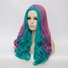 Women Cosplay Multicolor Stitching Gradient Wig Long Wig Curved Big Wave Black White Blue Pink Color Wigs