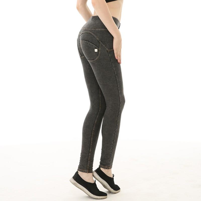 Womens High-Waisted Yoga Pants Denim-Style Butt Lifting Gym Leggings Fitness Running