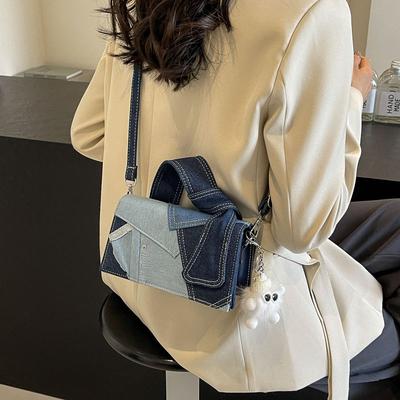 Denim Handbag Women's Crossbody Bag Fashionable Shoulder Commuter Small Square Bag