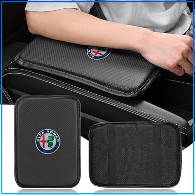 For 147 159 Giulietta Giulia Mito Spider Alpha Nheadrest 1Pcs Car Armrest Box Mats Leather Center Console Covers Emblem