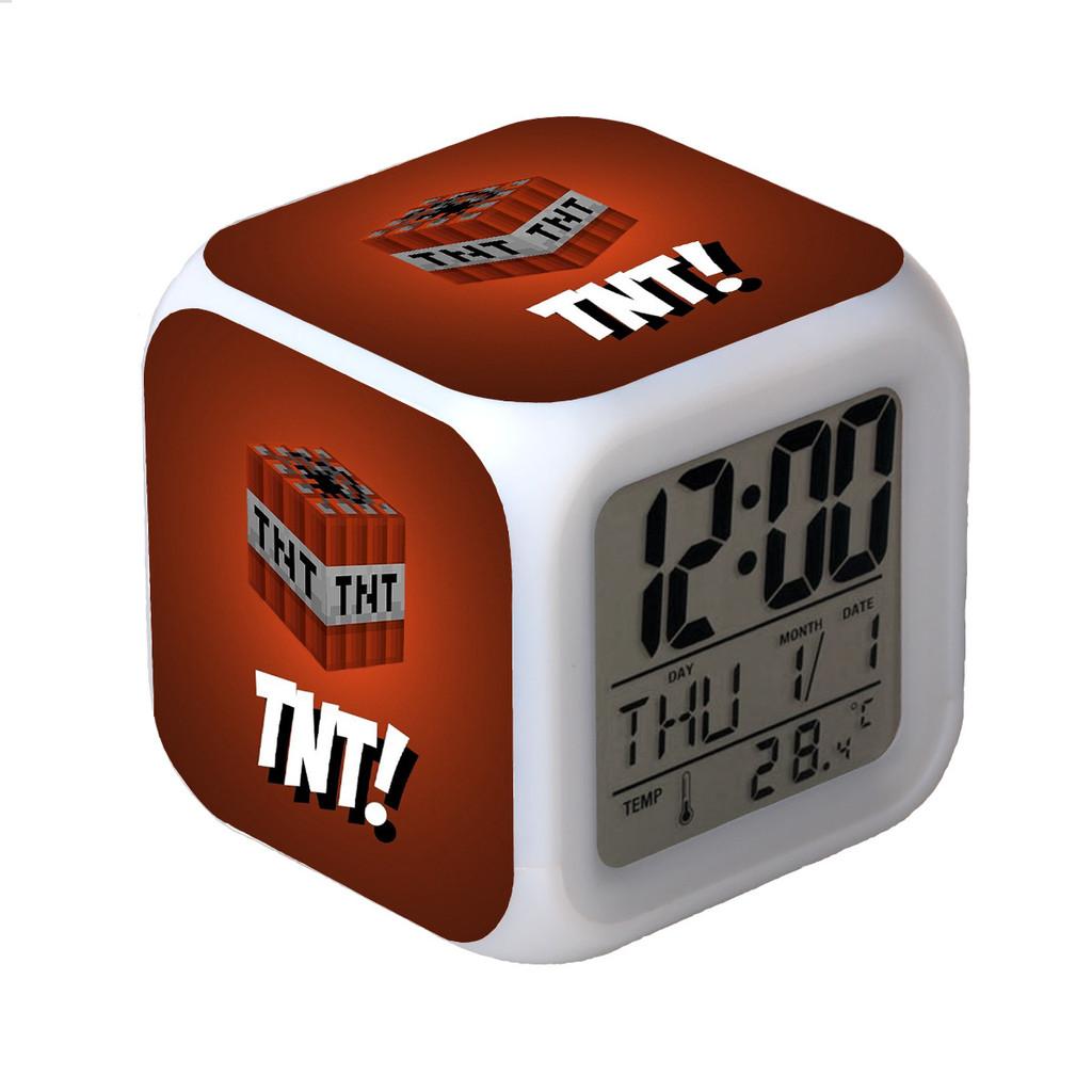 Minecraft Alarm Clock Led Night Light Colourful Changing Desktop Decoration