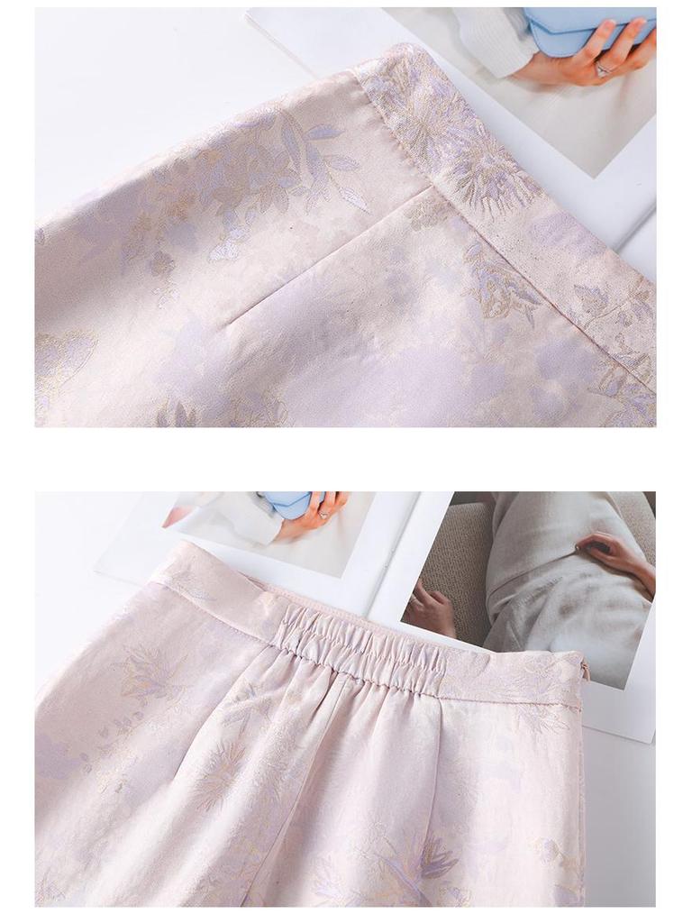 Chinese Style Satin A-line Pencil Skirt for Women - Spring 2026 Fashion