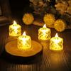 24 Pcs Patterned Flameless Candle Lights, LED Electronic Simulation Flameless Candle Lights, Tea Lights, Suitable for Birthdays, Weddings, Parties