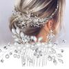 Silver Color Pearl Crystal Wedding Hair Combs Hair Accessories for Bridal Flower Headpiece Women Bride Hair Ornaments Jewelry