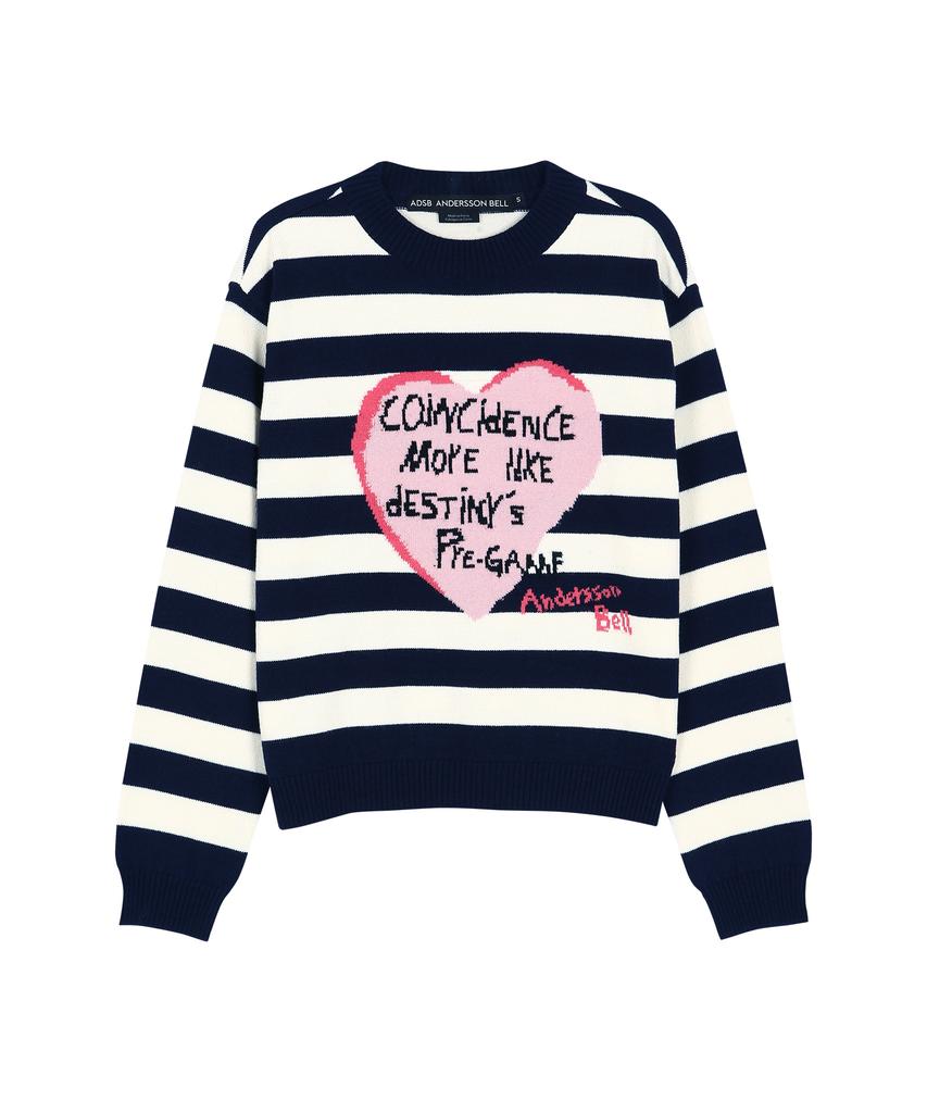 ADSB ANDERSSON BELL Girls Heart Message Crew-Neck Sweater Atb1464W(Navy/Ivory)